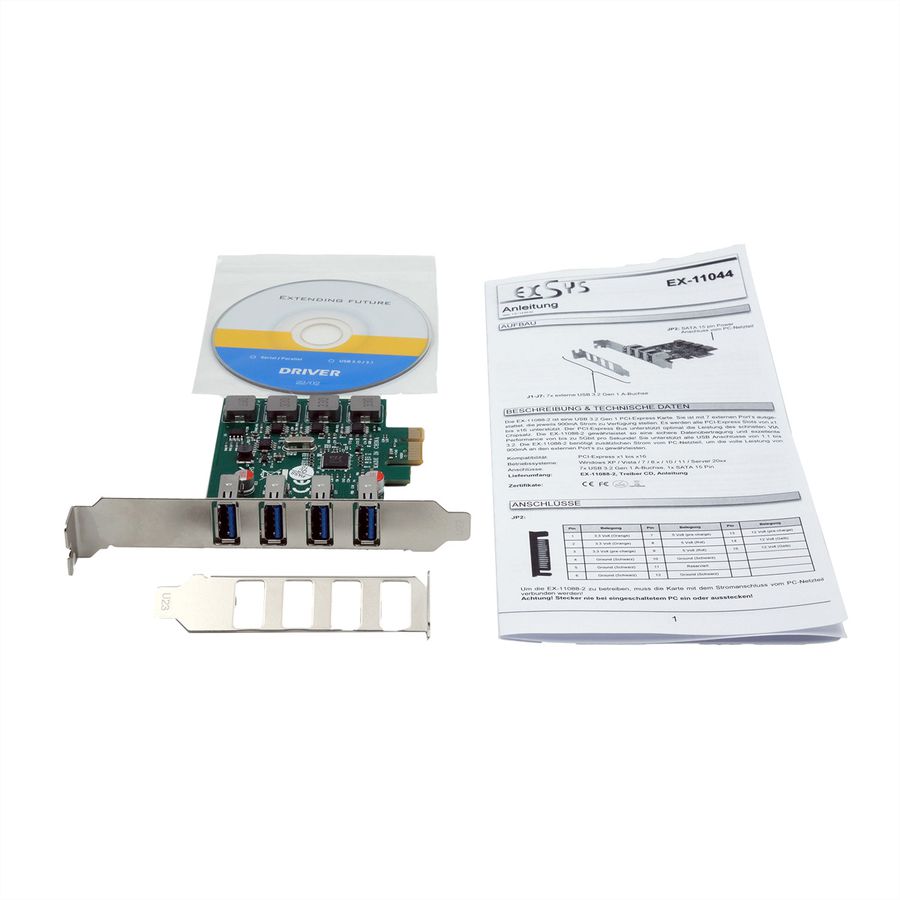 EXSYS EX-11044 Carte PCIe 4 ports USB 3.2 Gen 1
