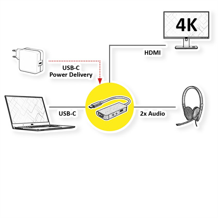 ROLINE Station d'accueil USB type C, HDMI 4K