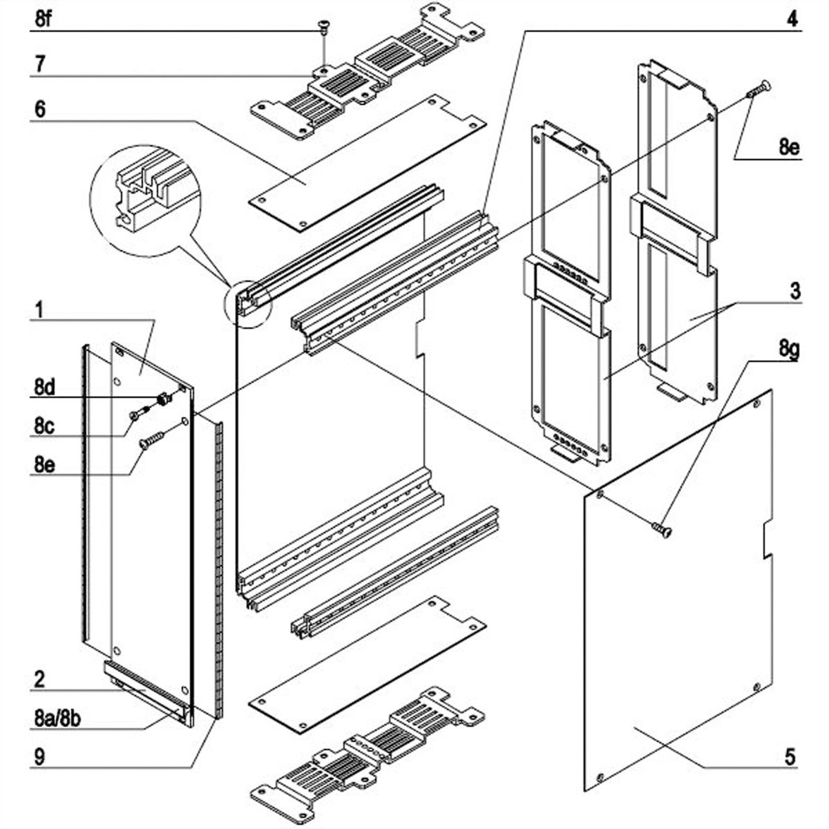 SCHROFF matériel de montage pour une cassette - SET DE FIXATION CASSETTE 3U/6U