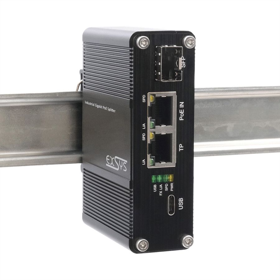 EXSYS EX-60328 Splitter Gigabit PoE++ USB-C PD 60 W, SFP, adaptateur réseau