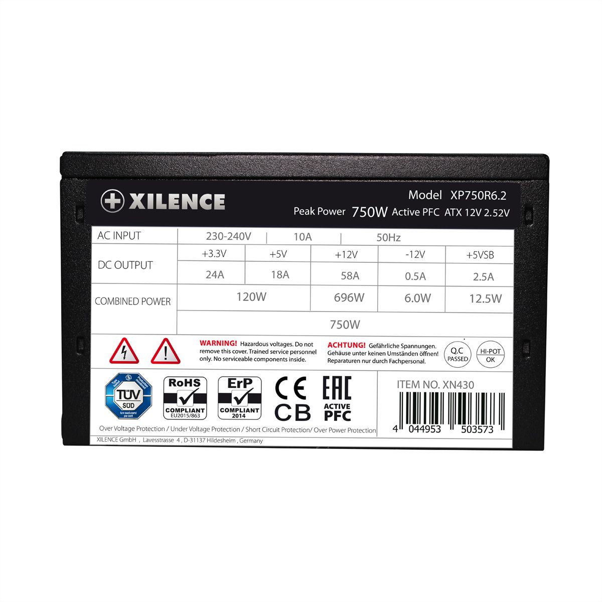XILENCE XP650R6.2 Gaming 750W ATX, 80+, Non modulaire