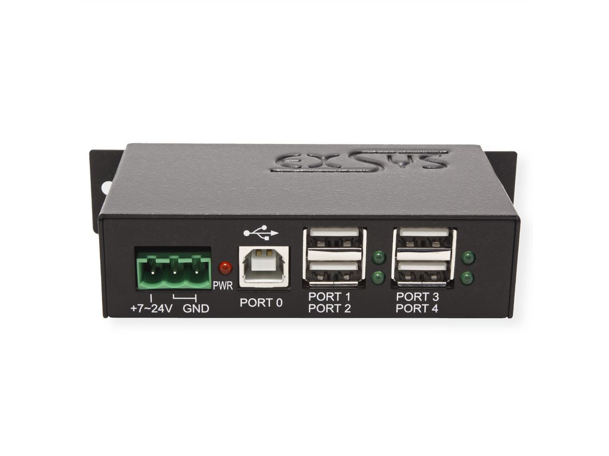 EXSYS EX-1163HMS Hub métal USB 2.0, 4 ports, Protection contre les surtensions ESD de 15KV