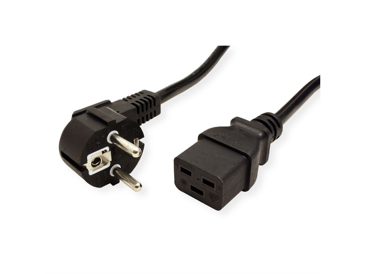 VALUE Câble électrique 2P+T - IEC320-C19 16A, noir, 2 m