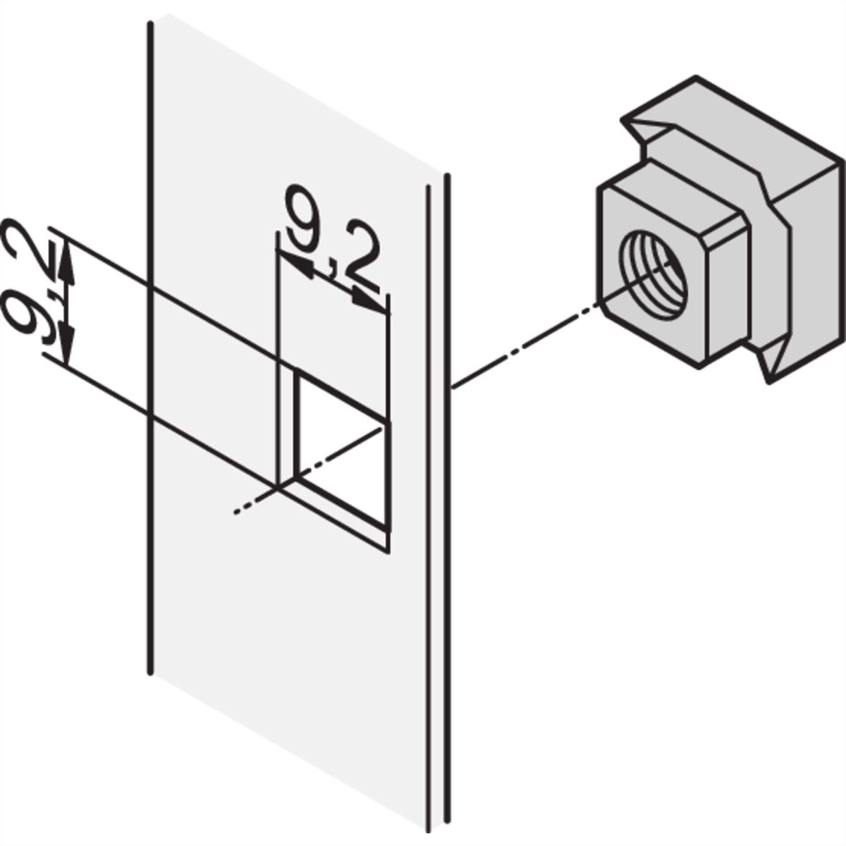 Kit d'écrous carrés de mise à la terre SCHROFF, M6 pour 3,5 mm, 50 Pcs