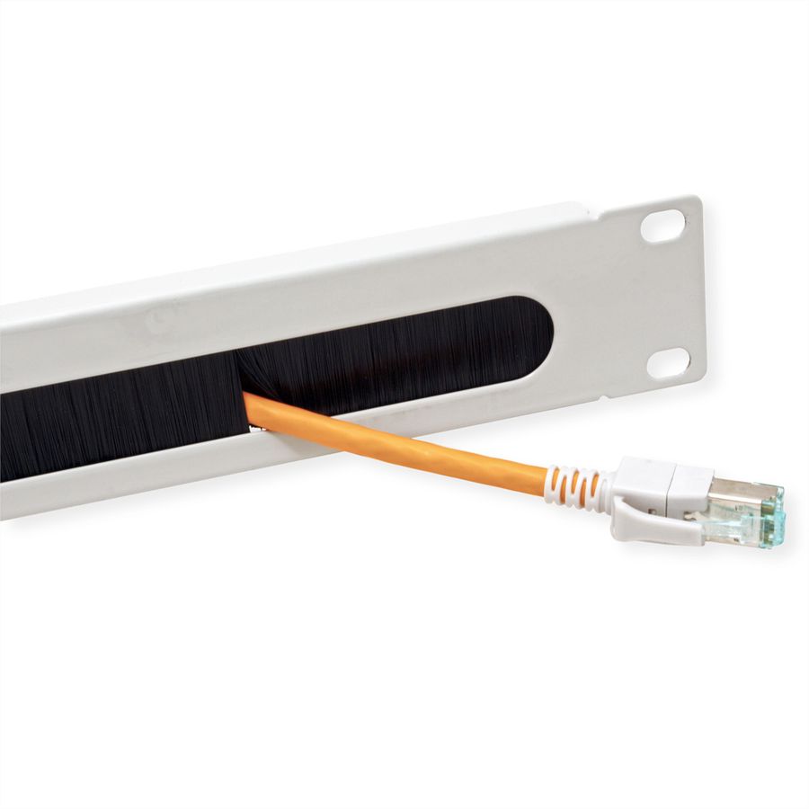 VALUE Passe-câbles 19" 1 UH avec brosse et décharge de traction, gris