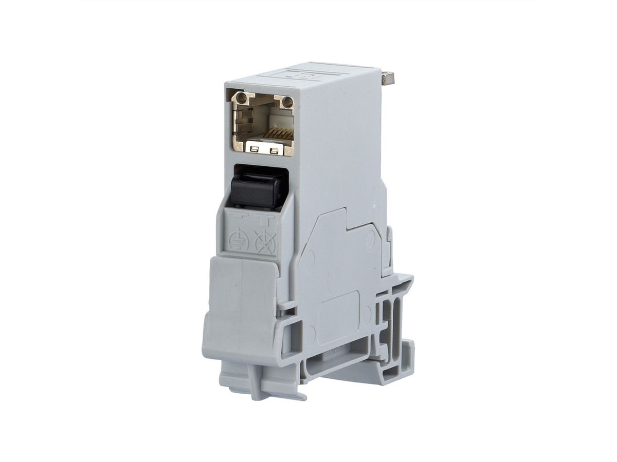 METZ CONNECT E-DAT Industry rail de serrage TS35, + RJ45 insert de field jack Cat.6 Class EA, T568B