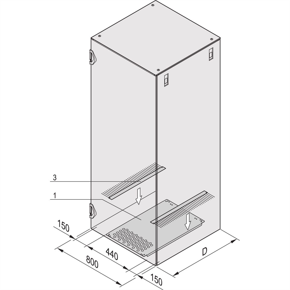 SCHROFF VARISTAR Tôle plancher pour le passage des câbles sur le côté