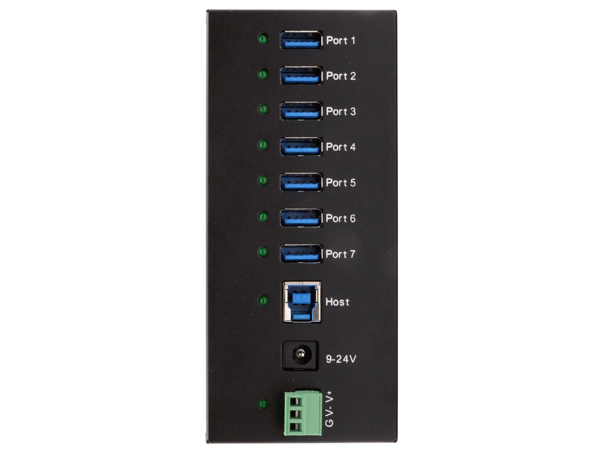 EXSYS EX-11247HMS HUB 7 ports USB 3.2 Gen 1 Din-Rail Kit et mur VIA VL813 Chipset