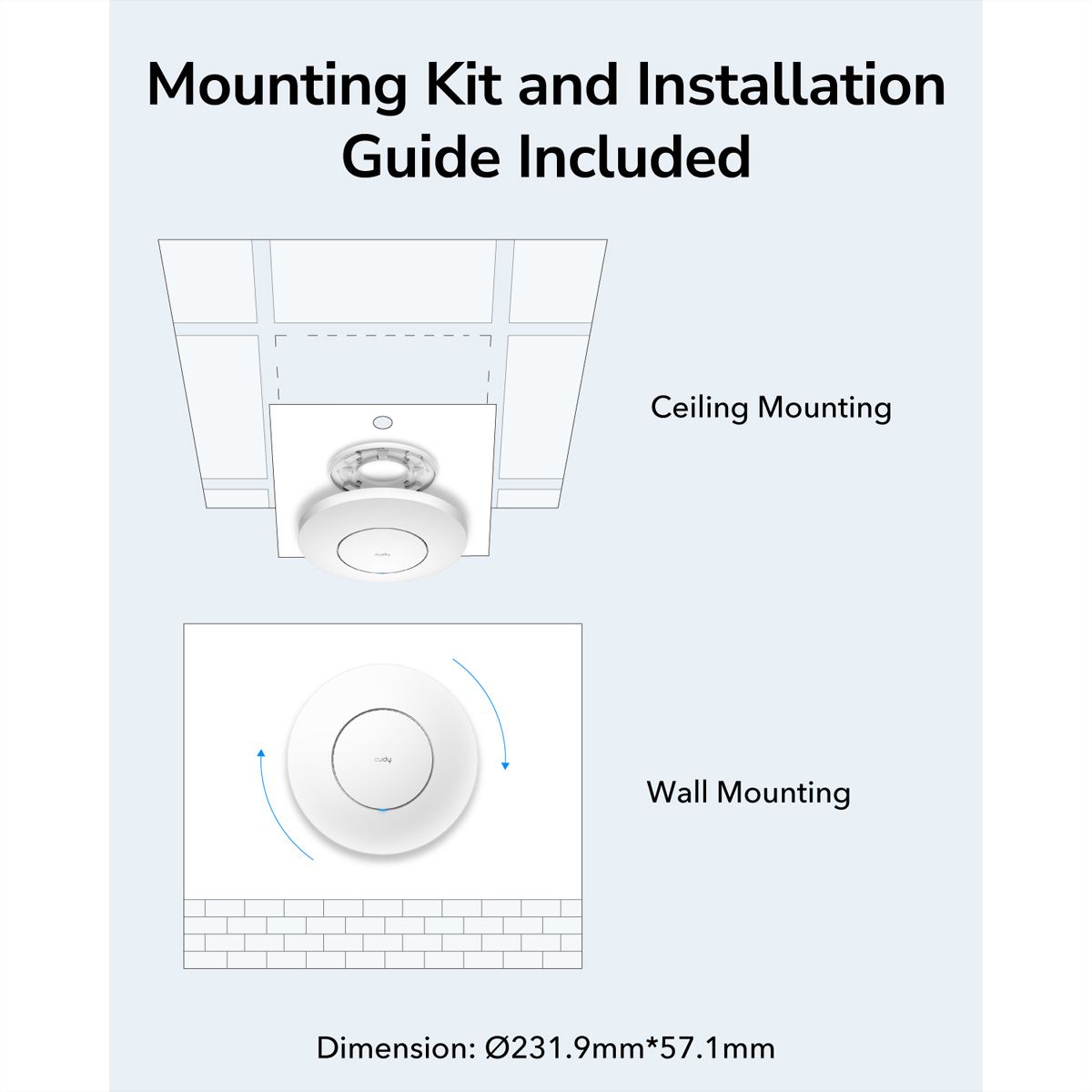 CUDY AP1300 AC1200 Point d'accès WiFi, Gigabit