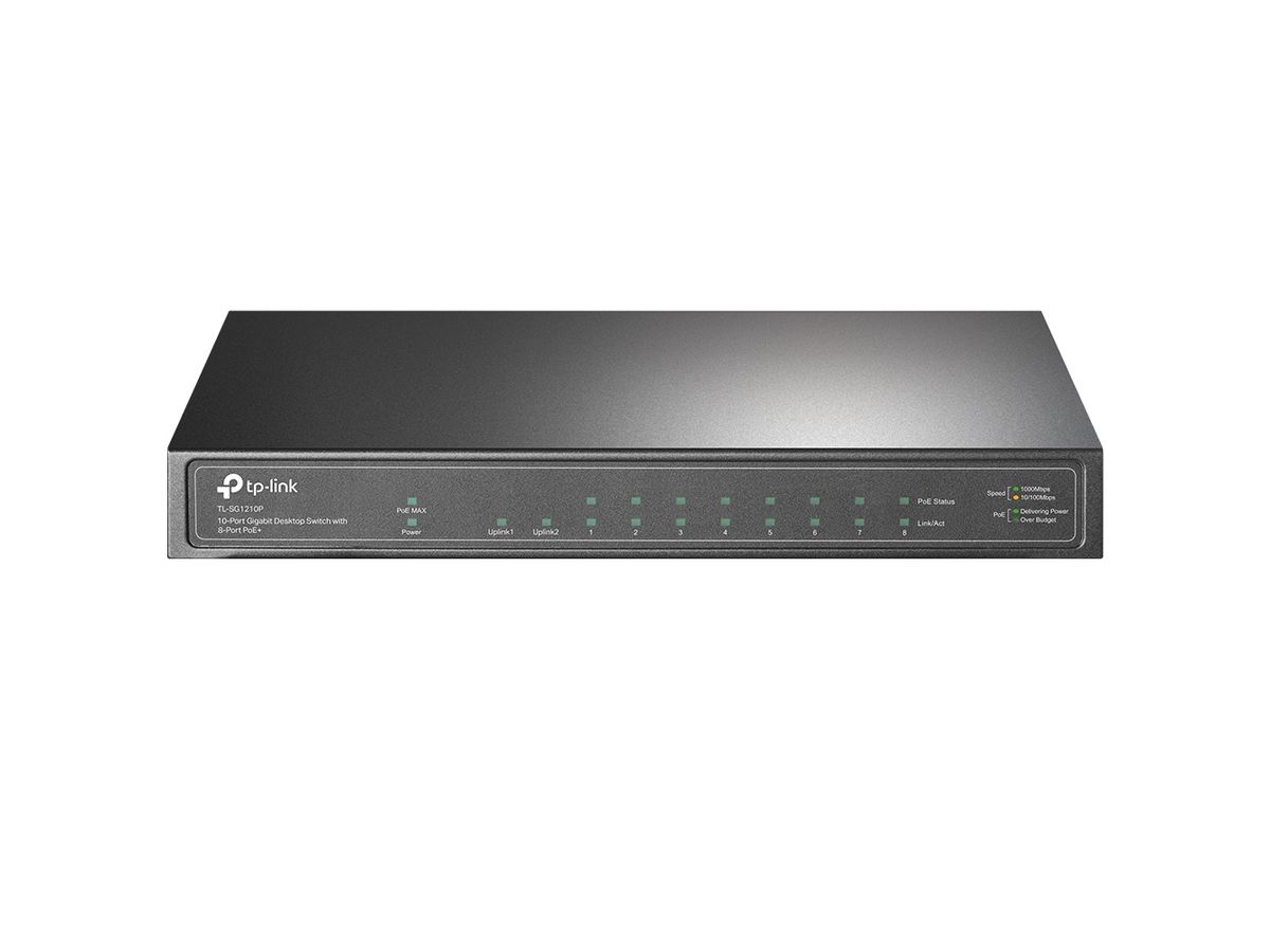 TP-Link TL-SG1210P Non-géré Gigabit Ethernet (10/100/1000) Connexion Ethernet, supportant l'alimentation via ce port (PoE) Gris