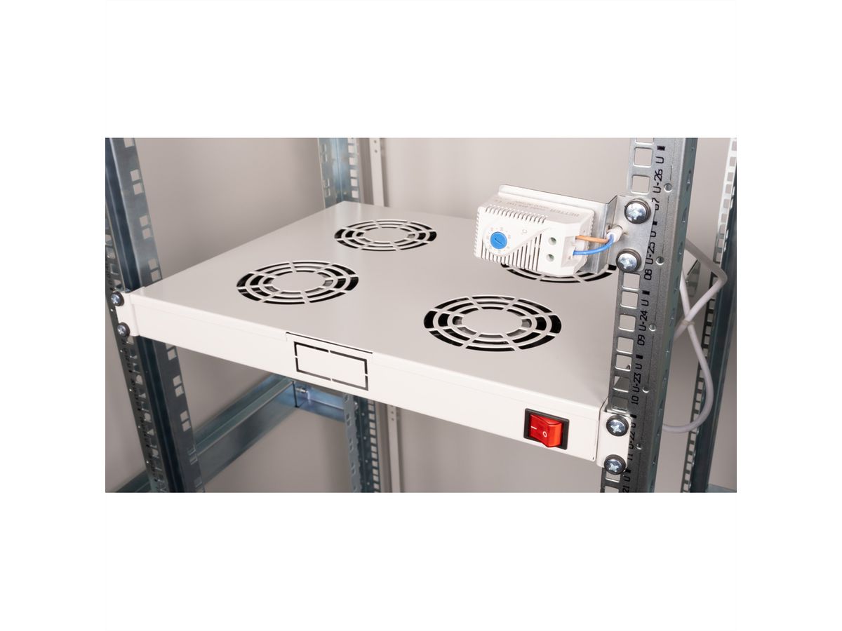 ROLINE 19" Unité de ventilation, 4 ventilateurs, Thermostat gris