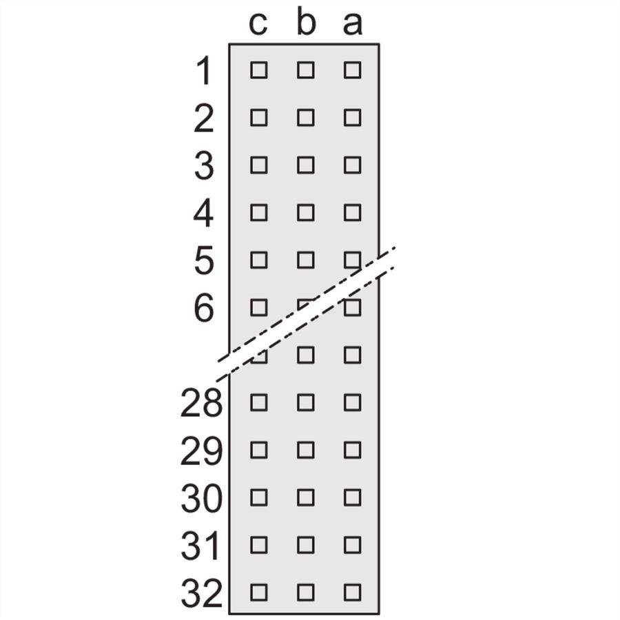 Connecteur SCHROFF de type C, EN 60603, DIN 41612, femelle, 64 contacts, broches à souder, 2.5 mm