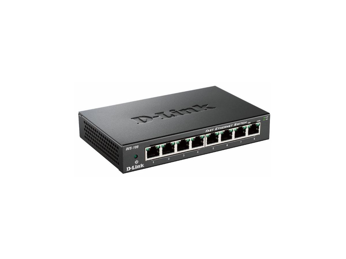 D-Link DES-108 commutateur réseau Non-géré Fast Ethernet (10/100) Noir