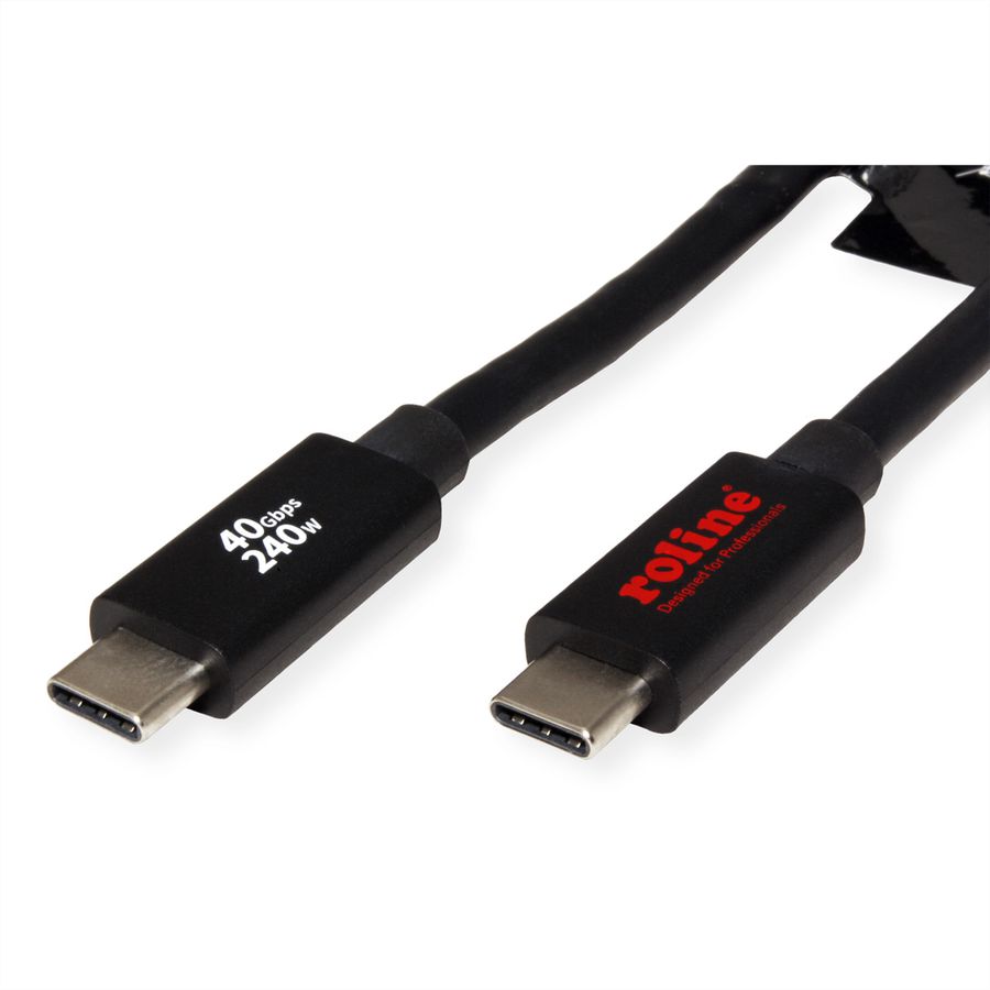 ROLINE Câble USB4 Gen3x2, C–C, M/M, 8K UHD-2, 40Gbit/s, 240W, noir, 2 m