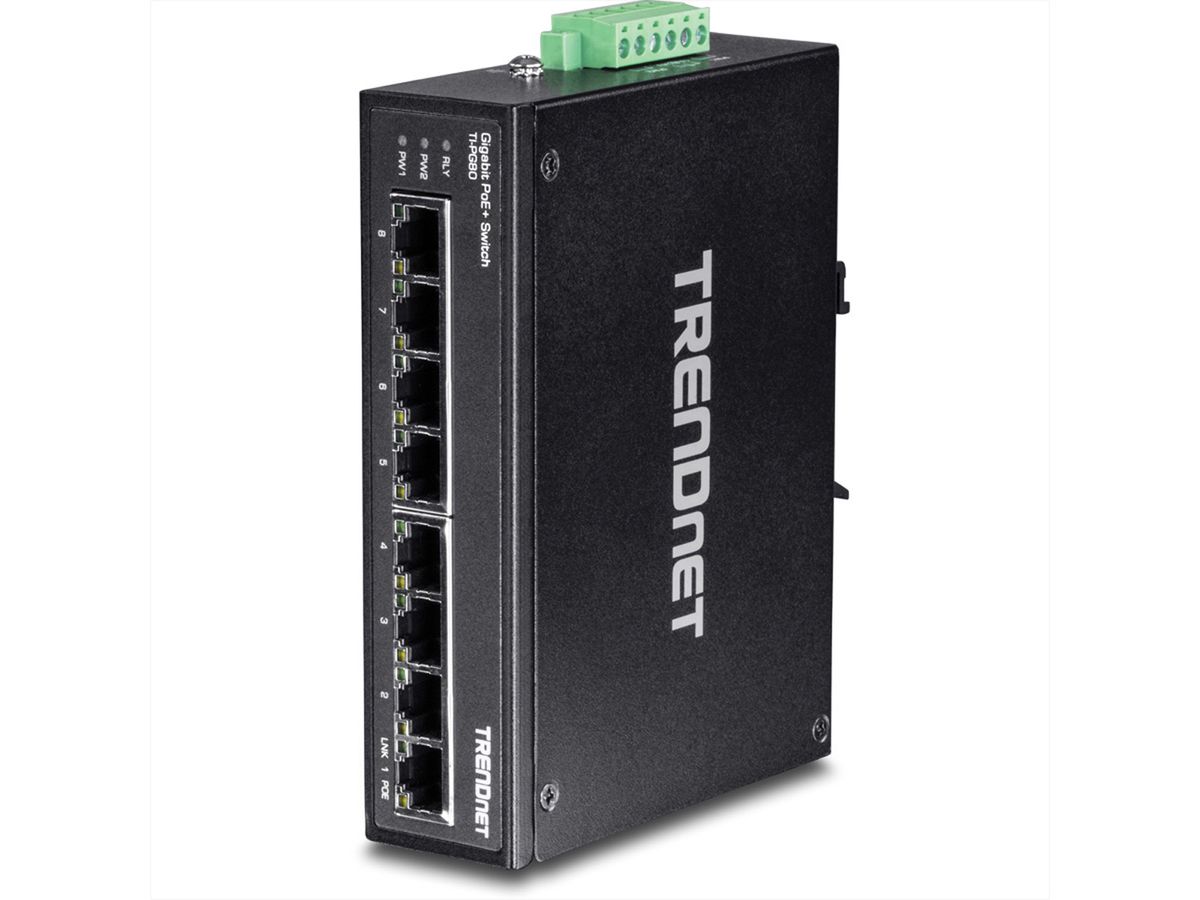 TRENDnet TI-PG80 Switch Rail DIN PoE+ Gigabit industriel renforcé à 8 ports