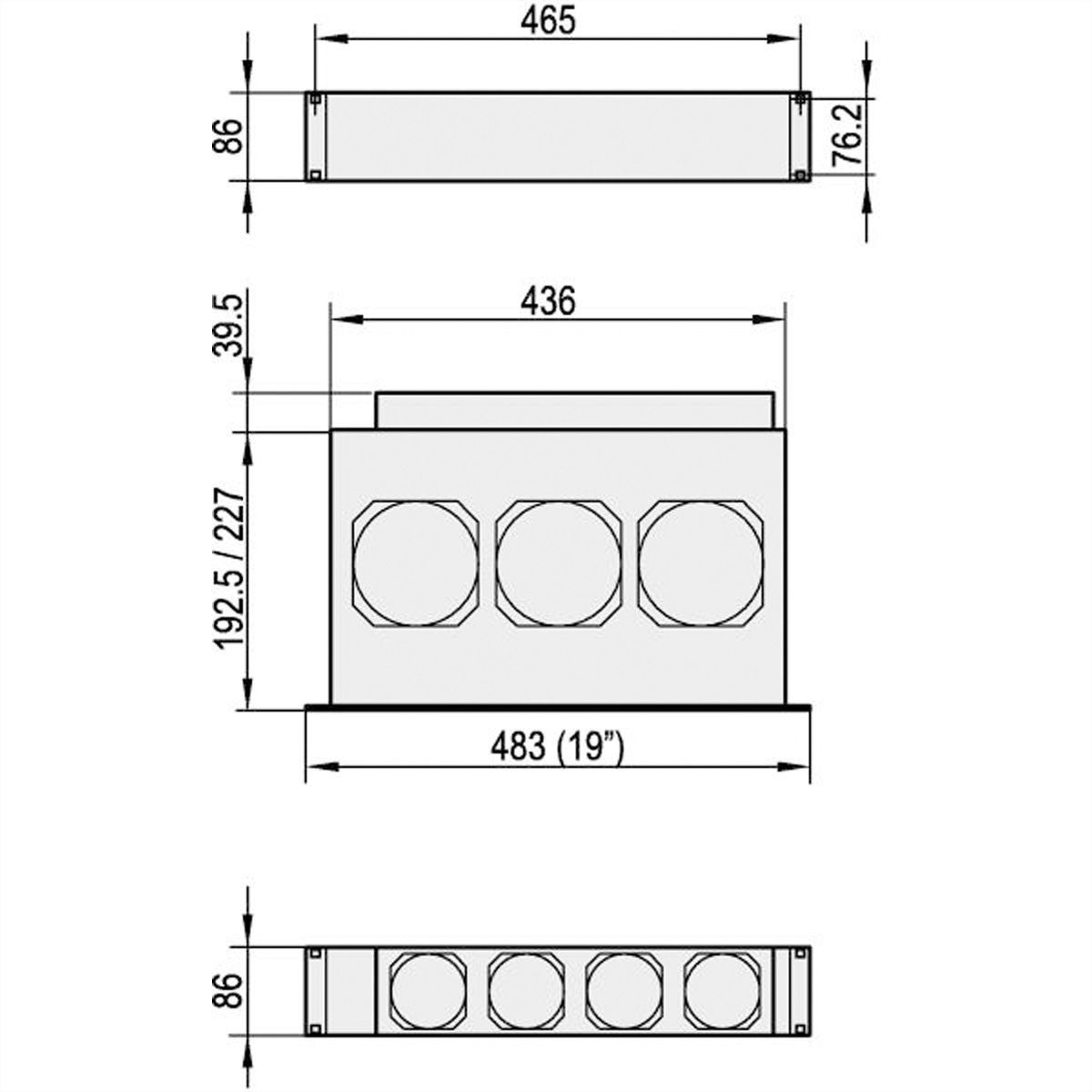 Unité de ventilation SCHROFF avec boîtier pour ventilateur de poussée 19", 2 U, axial, 230 VAC