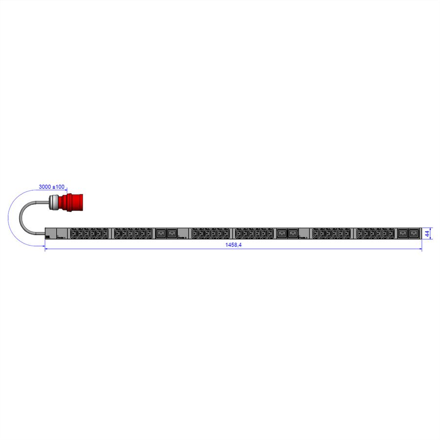BACHMANN IT PDU ALU 1U 36x C13 6x C19 CEE 3x16A rouge