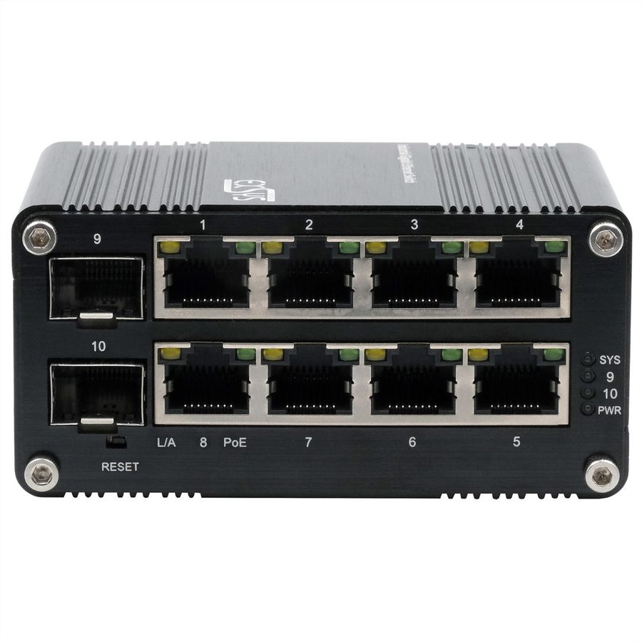 EXSYS EX-62035MPoE-SFP Mini commutateur industriel 8+2 ports Gigabit SFP PoE+, géré par le Web