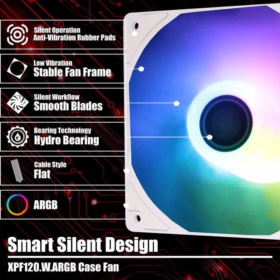 Xilence XPF120.W.ARGB 120mm PWM Ventilateur de boîtier, ARGB LED