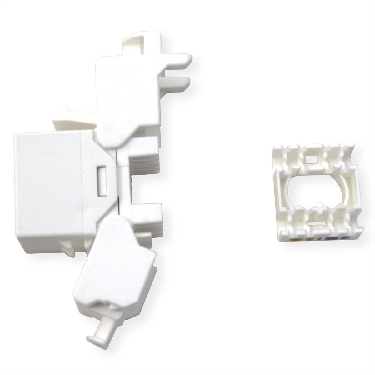ROLINE Keystone Cat.6A (Classe EA)non blindé, sans outil, SLIM, extra-court, blanc