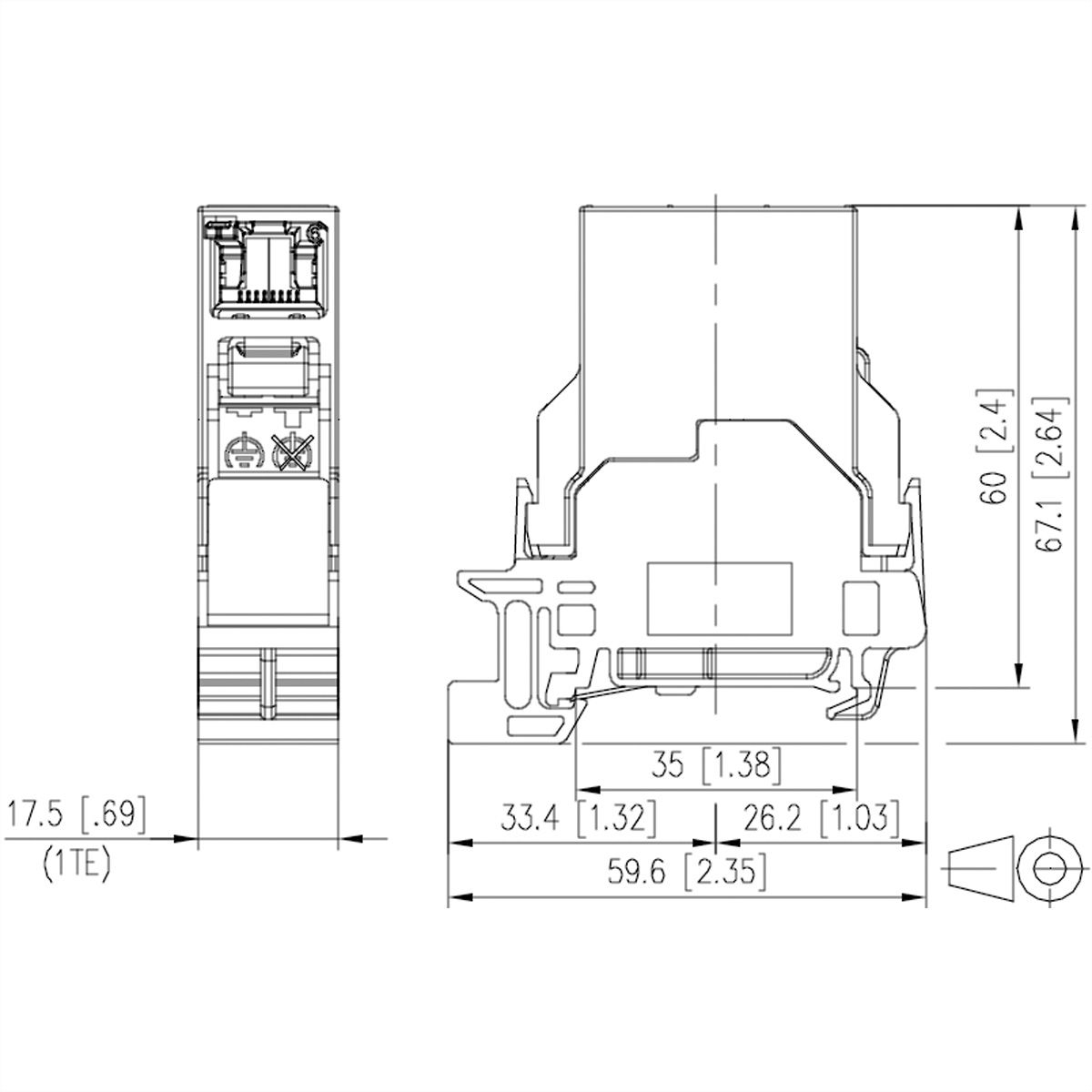 METZ CONNECT E-DAT Industry rail de serrage TS35, RJ45 insert de coupleur Cat.6 Class EA