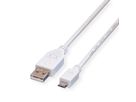 VALUE Câble USB 2.0, USB A mâle - Micro USB B mâle, blanc, 0,8 m