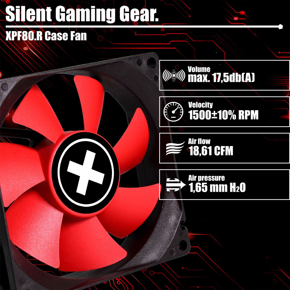 Xilence XPF80.R 80mm Performance Ventilateur de boîtier, 3PIN