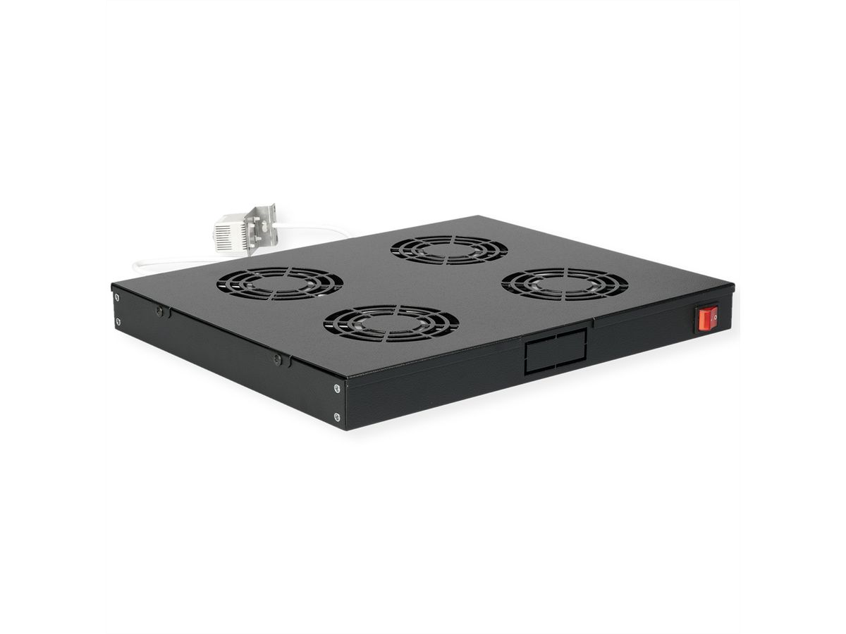 ROLINE 19" Unité de ventilation, 4 ventilateurs, thermostat, noire