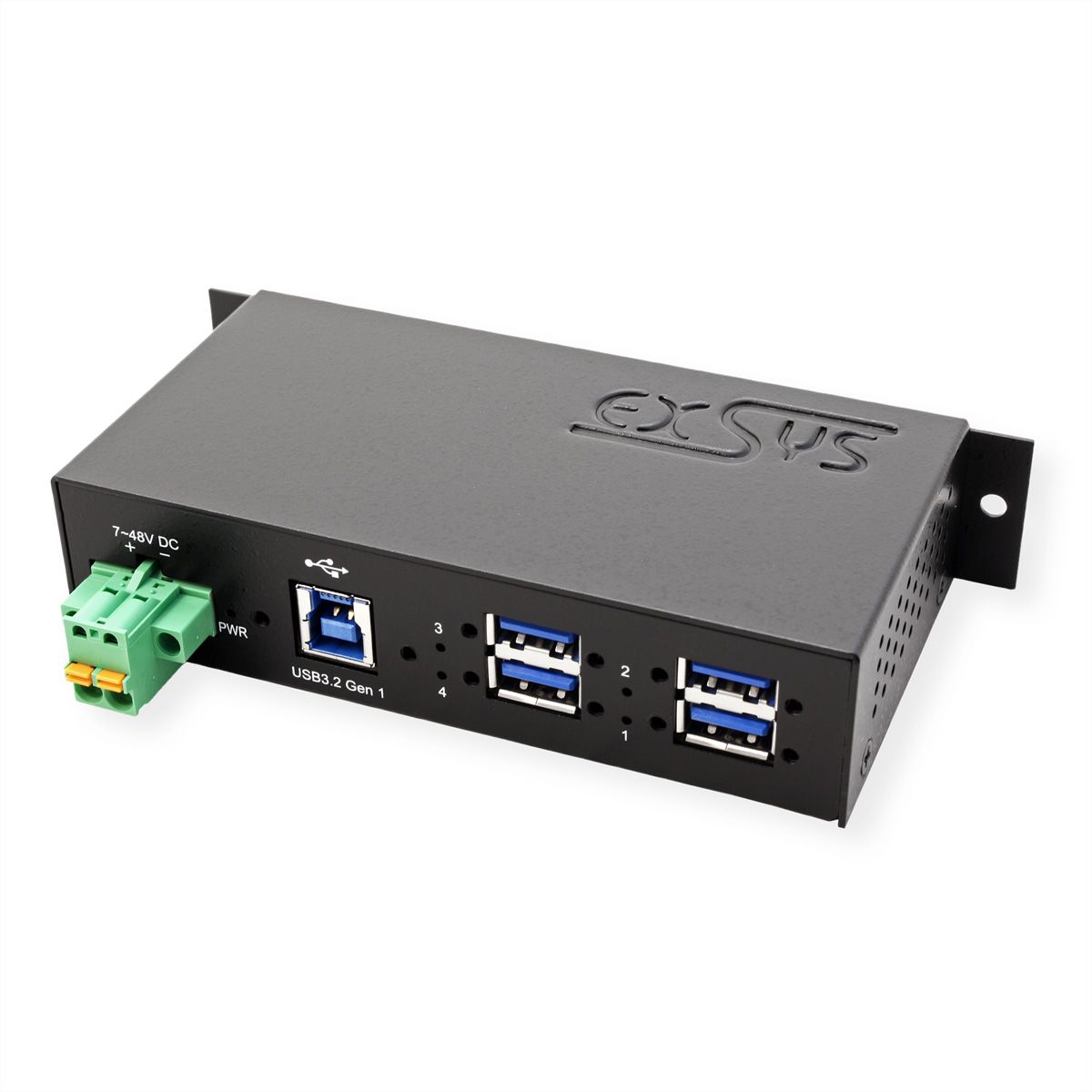 EXSYS EX-1185HMVS-2 Hub USB 3.2 Gen1 métal à 4 ports, protection de surtension 15KV ESD