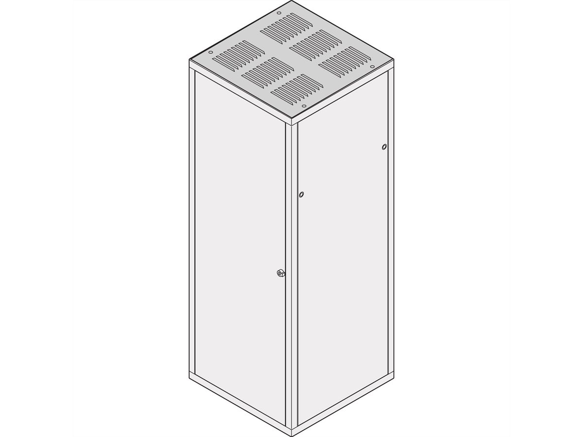 SCHROFF Eurorack Capot supérieur affleurant, persienné , RAL 7021, 600W 900D