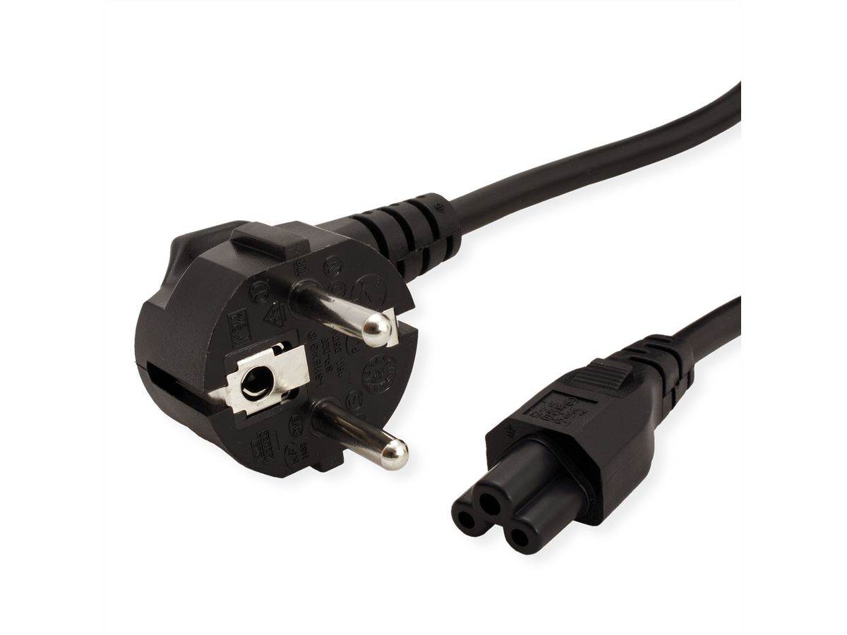 VALUE Câble d'alimentation pour notebook 3 pôles, noir, 0,8 m