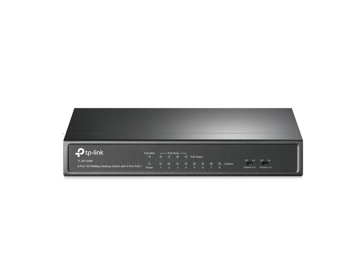 TP-LINK 8-port 10/100 PoE Switch Commutateur de réseau non géré Connexion Ethernet, supportant l'alimentation via ce port (PoE) Noir