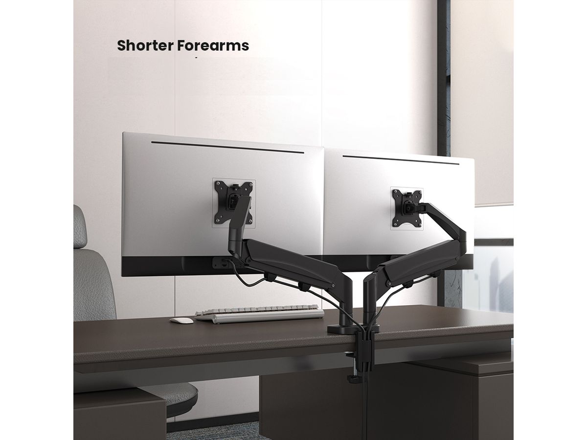 VALUE Bras double LCD, fixation sur bureau, vérin à gaz, 6 articulations