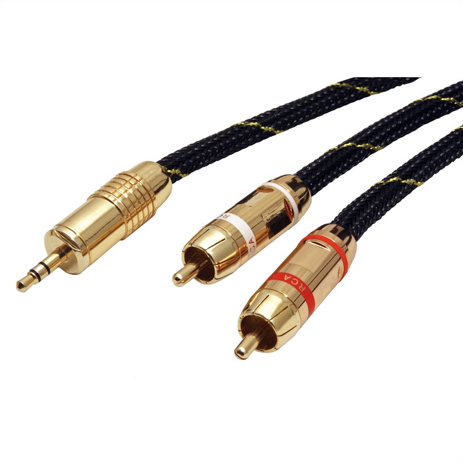 ROLINE GOLD Câble audio, 3,5mm Stéréo - 2x RCA, M / M, 5 m