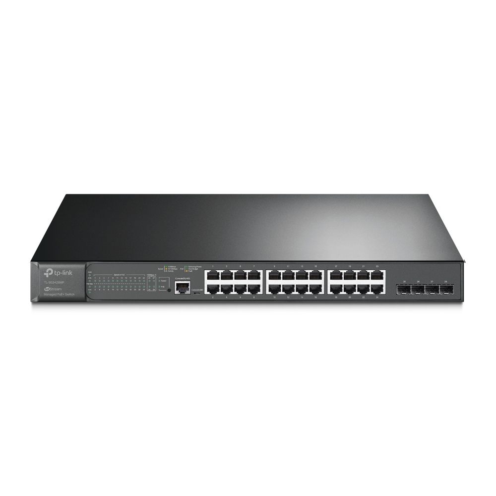 TP-Link TL-SG3428MP commutateur réseau Géré L2/L3 Gigabit Ethernet (10/100/1000) Connexion Ethernet, supportant l'alimentation via ce port (PoE) 1U Noir