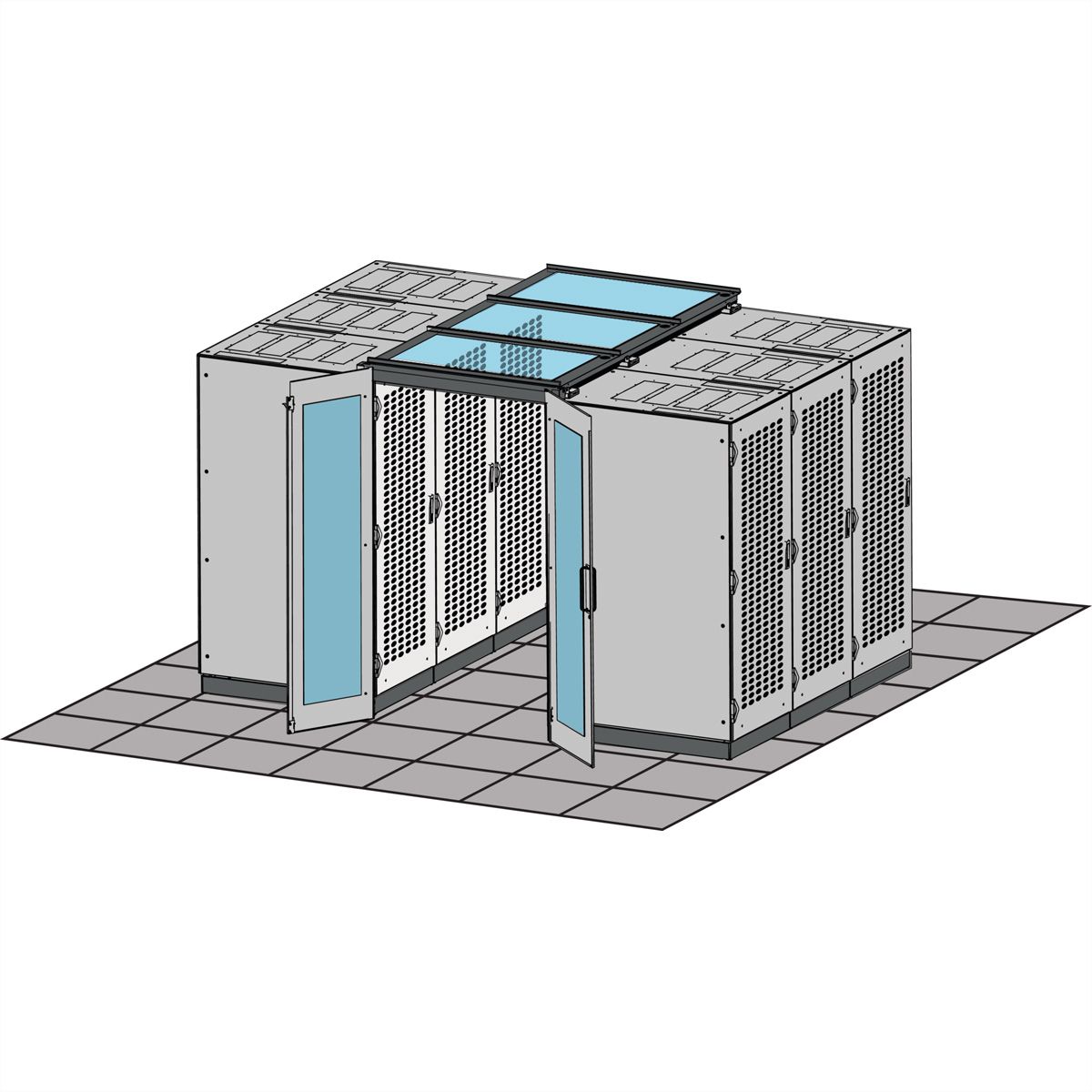 Porte coulissante SCHROFF pour le confinement d'allée, manuelle, 1200W, RAL 7021