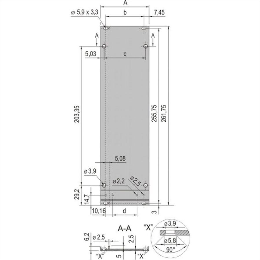 SCHROFF Cadre type unité enfichable Face avant, Refrofit blindage, 6 U, 28 HP, 2.5 mm, Al, Anodisé avant, Conducteur arrière