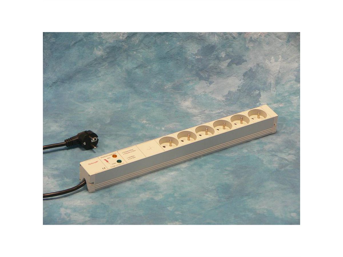 Bâti de prises SCHROFF, UTE, 6 prises, 19", avec protection contre les transitoires et filtre d'antiparasitage