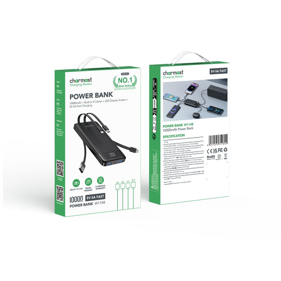 CHARMAST Powerbank W1148 10000mah noir