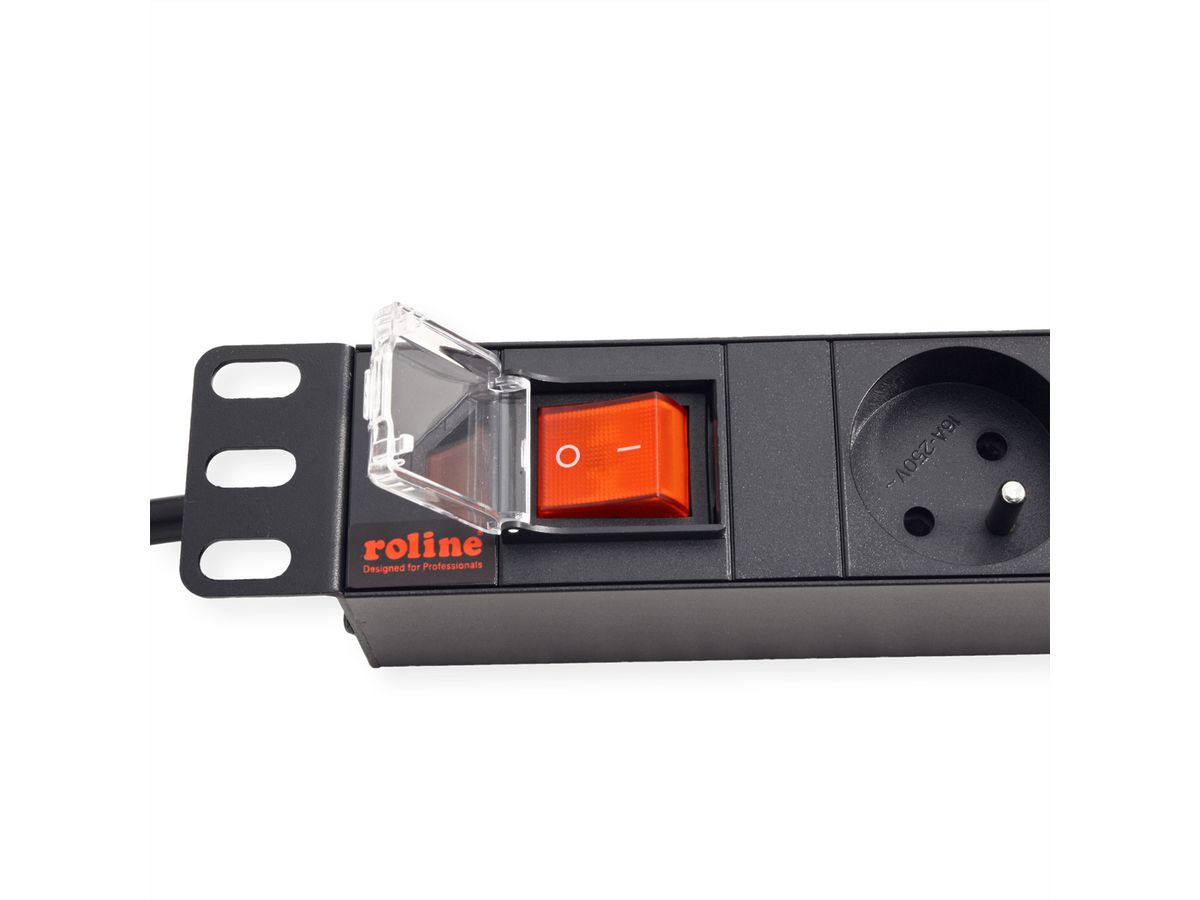 ROLINE Prise multiple 19", 8 ports, avec interrupteur, noir, 2 m