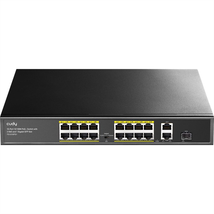 CUDY FS1018PS1 Switch 16 ports 10/100M PoE+, 2 ports Gigabit Uplink 1 SFP  200W