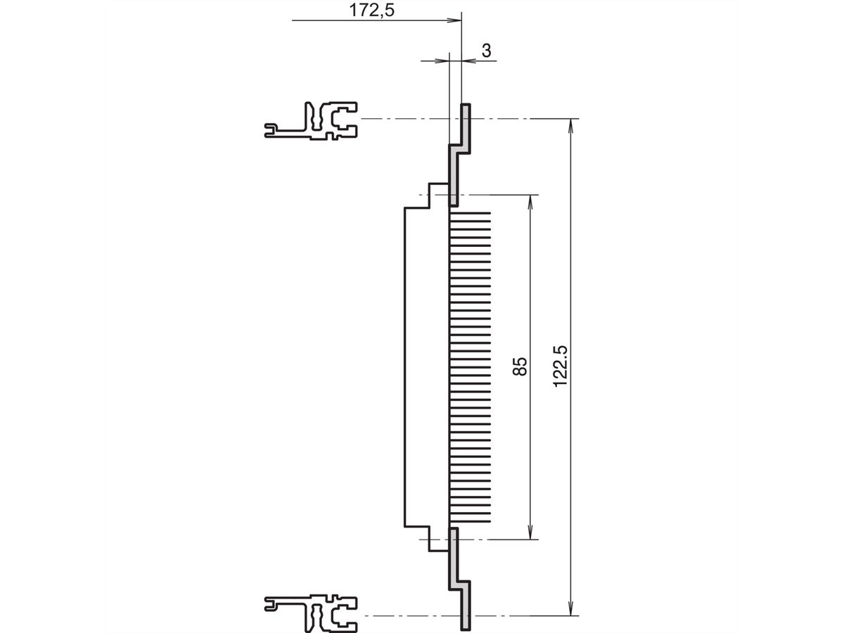 SCHROFF Rail en Z pour connecteurs, DIN 41617, 31 broches, 40 HP