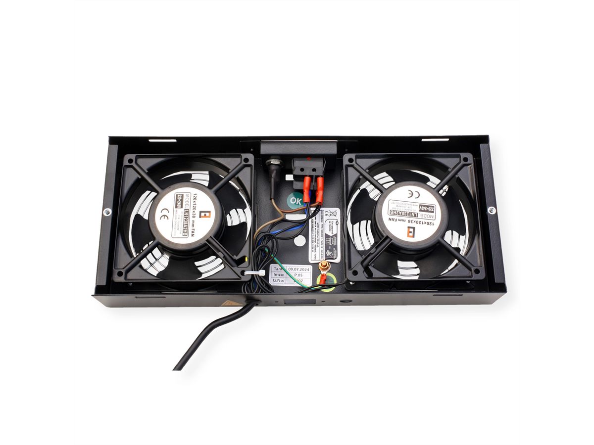 ROLINE 19" Unité de ventilation, 2 ventilateurs, pour boîtier mural, noir