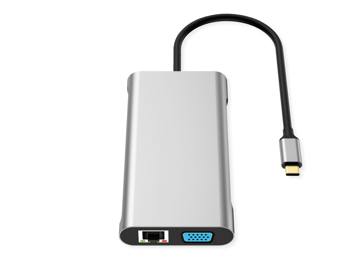 VALUE Station d'accueil USB type C, 2x HDMI (4K60 et 4K30), 1x DP 4K60, 1x VGA, 1x Gb Ethernet, 2x USB C, 2x USB A (3.2 Gen1 et USB 2.0, 1x type C PD