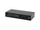 EXSYS EX-12297HMS HUB métallique 7 ports USB 3.2 Gen 2x1, 2x USB-C et 5x USB-A 3.2 Gen 1, pour table, mur et rail DIN