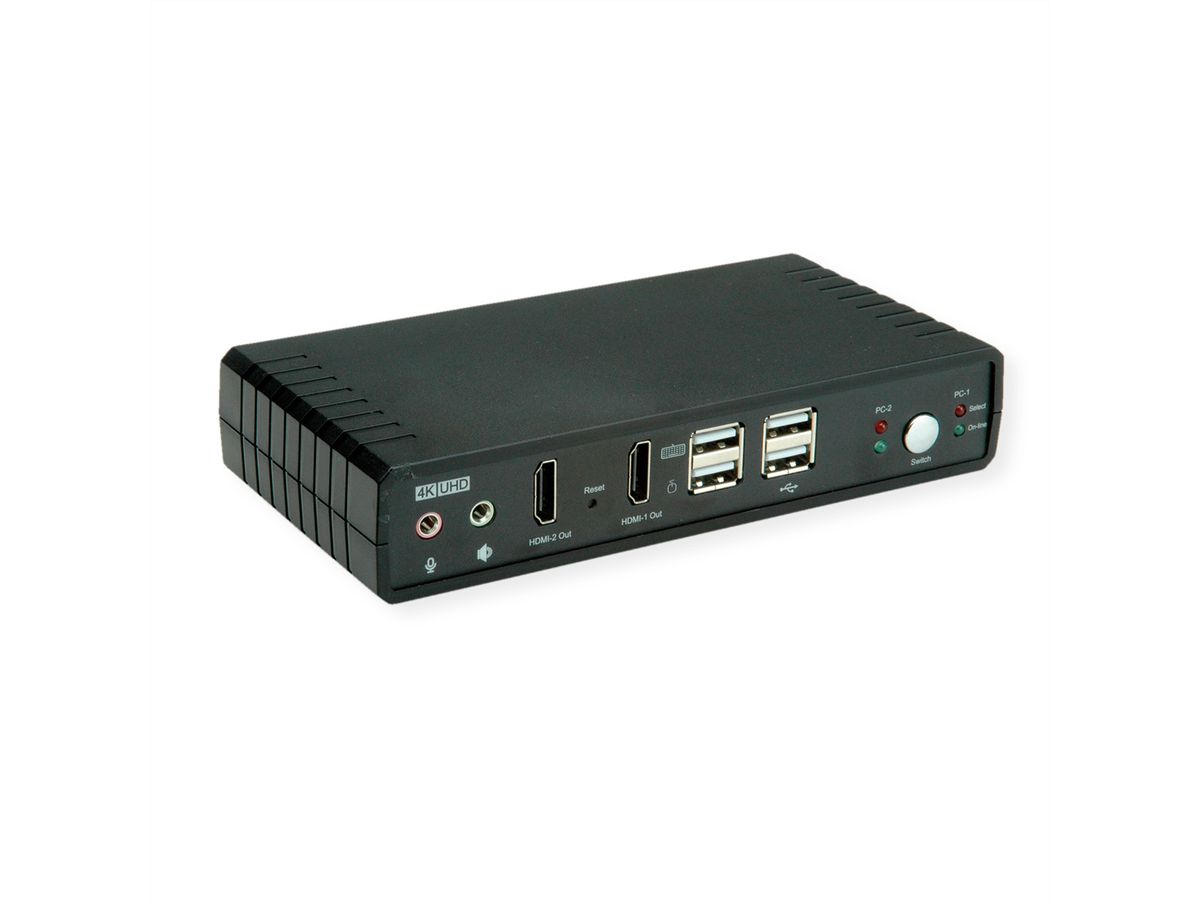 ROLINE Switch KVM Dual Head Audio, HDMI, 4K60, 1 Utilisateur - 2 PCs