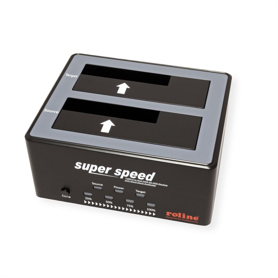 ROLINE Station d'accueil HDD/SSD 2.5" / 3.5" SATA, USB 3.2 Gen 1, fonction Copie