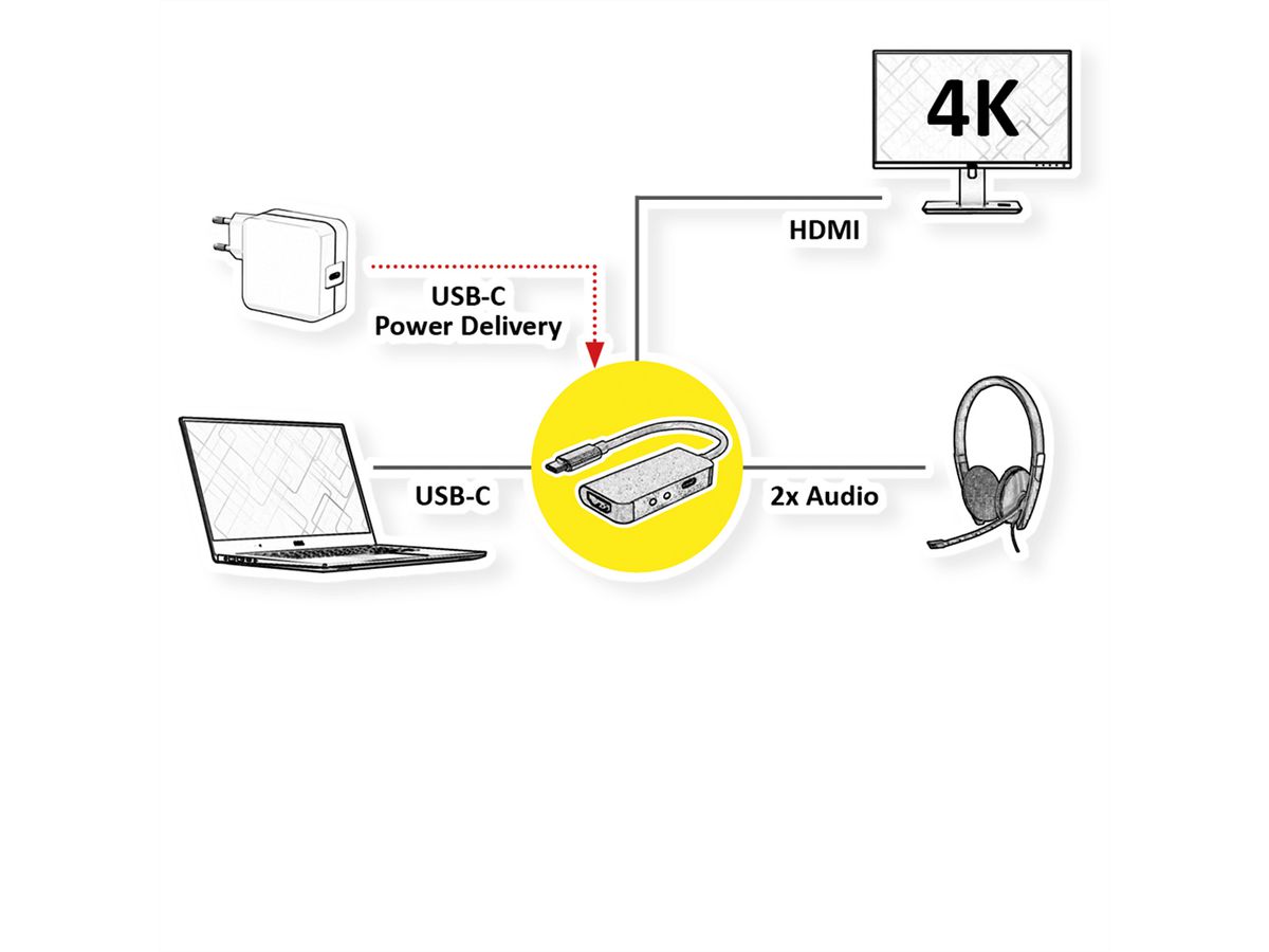 ROLINE Station d'accueil USB type C, HDMI 4K