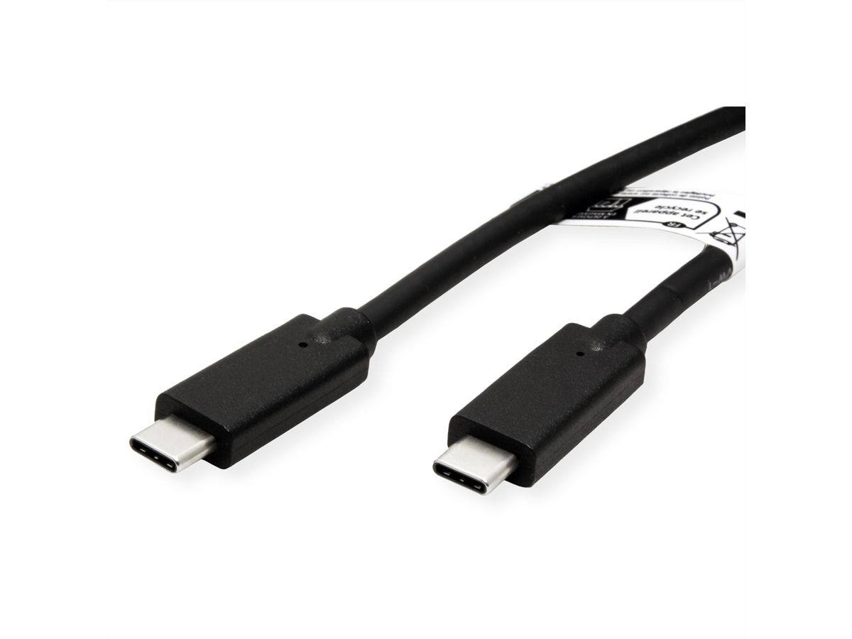 ROLINE Câble compatible USB 3.2 Gen2, avec PD (Power Delivery), avec Emark, C-C, M/M, noir, 3 m