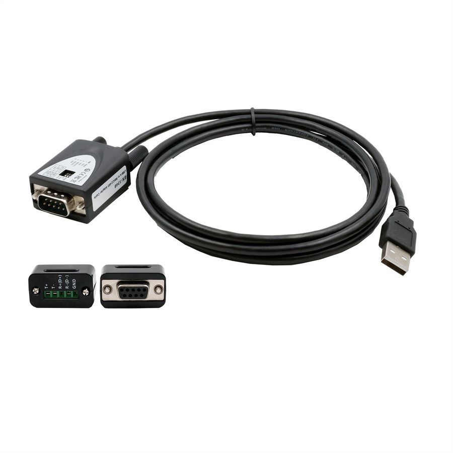 EXSYS EX-1346 Convertisseur de port USB 2.0 vers 1x série RS-422/485, câble, FDTI, noir, 1,8 m